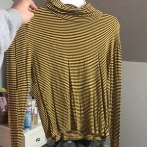 black and yellow striped turtle neck